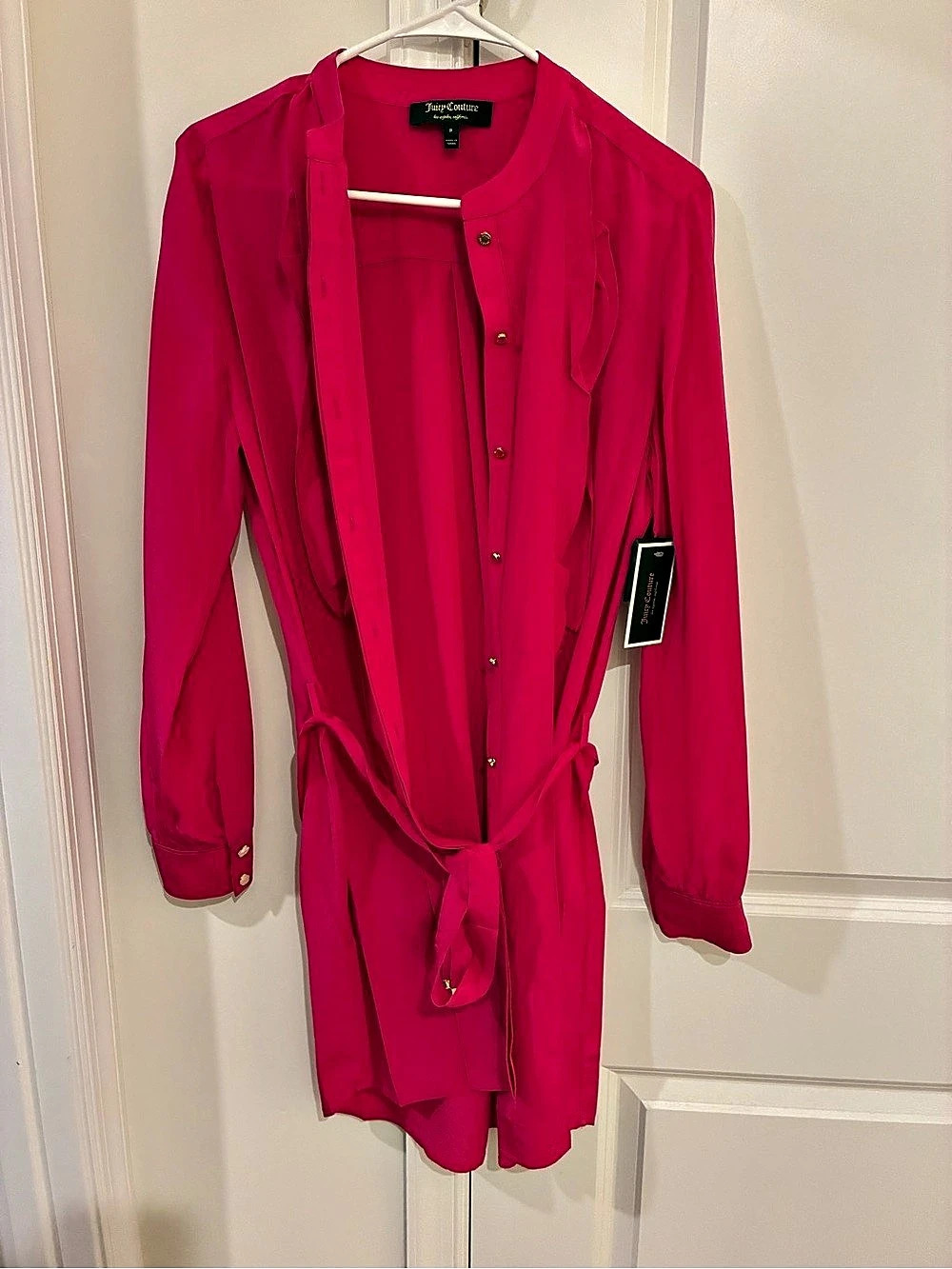 Juicy Couture Heartbreaker Ruffled 100% Silk Shirtdress NWT Size 8